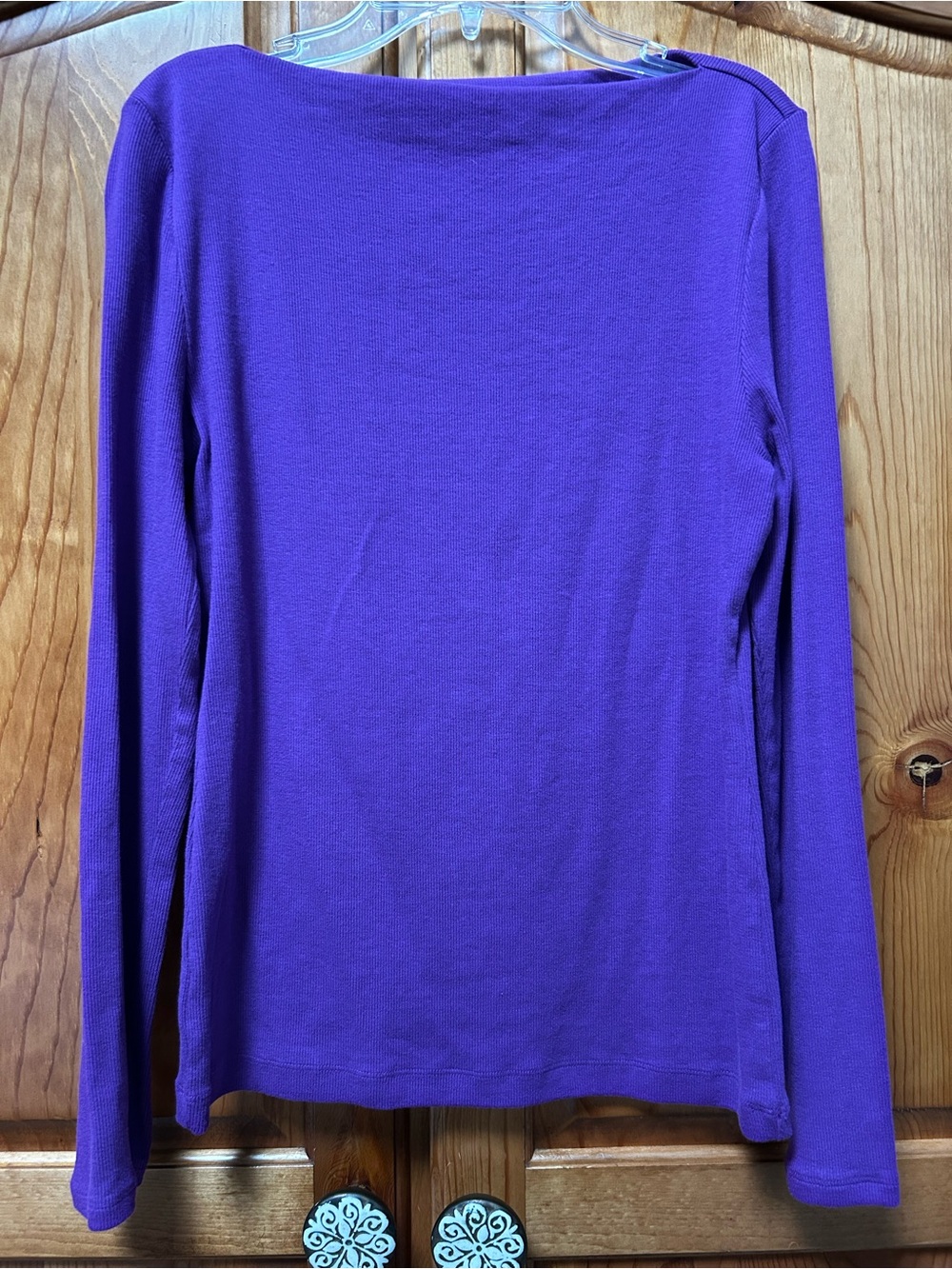 LOFT Purple Long Sleeve Boatneck Top